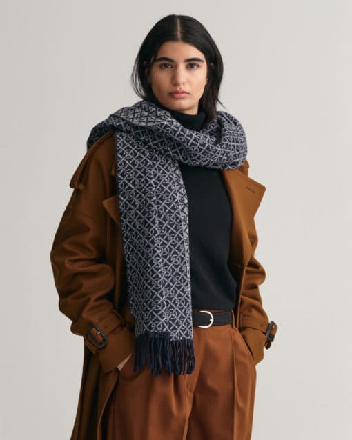 Gant Woman G Pattern Scarf Evening Blue