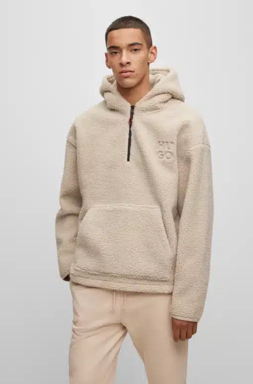 Hugo Dotato Fleece Hoodie Light Beige