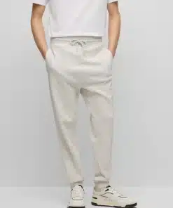 Boss Cotton Terry Tracksuit Bottoms Light Grey