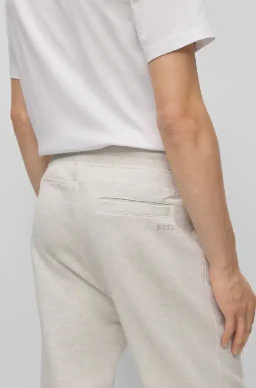 Boss Cotton Terry Tracksuit Bottoms Light Grey