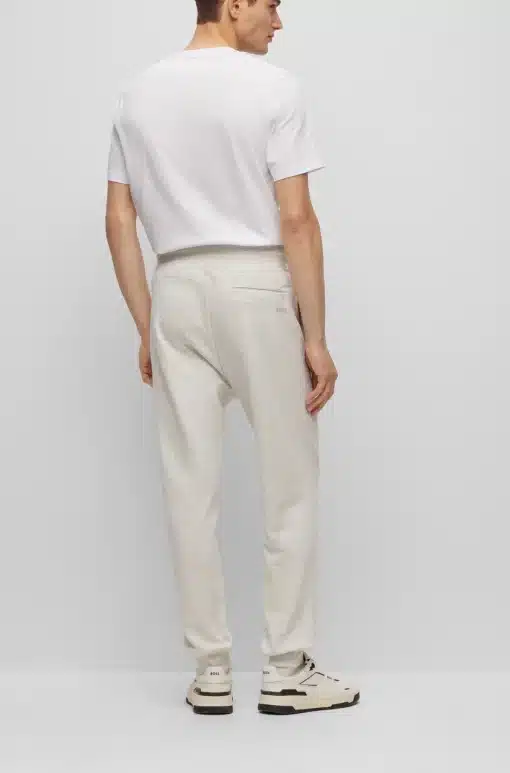 Boss Cotton Terry Tracksuit Bottoms Light Grey