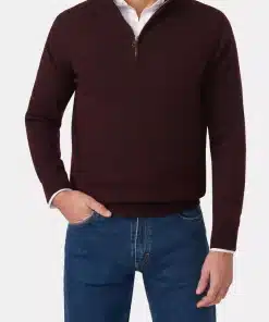 Oscar Jacobson Patton Half Zip Cherry