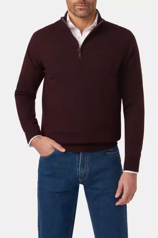 Oscar Jacobson Patton Half Zip Cherry