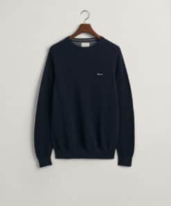 Gant Cotton Pique Sweater Evening Blue