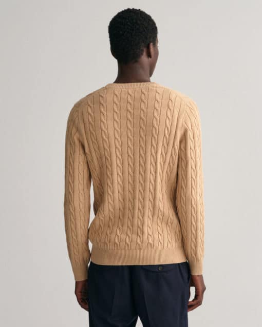 Gant Cotton Cable C-Neck Khaki Melange