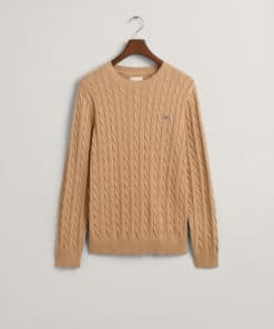 Gant Cotton Cable C-Neck Khaki Melange