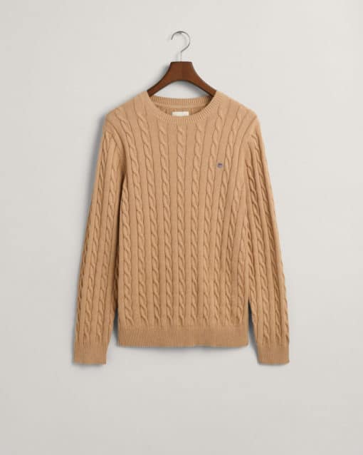 Gant Cotton Cable C-Neck Khaki Melange