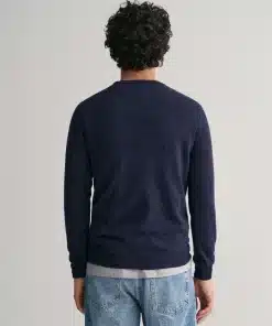 Gant Superfine Lambswool Crew Neck Jumper Dark Navy Melange