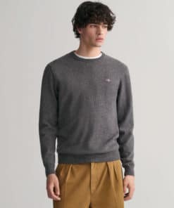 Gant Superfine Lambswool Crew Neck Jumper Charcoal Melange