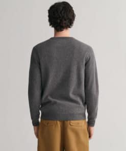 Gant Superfine Lambswool Crew Neck Jumper Charcoal Melange