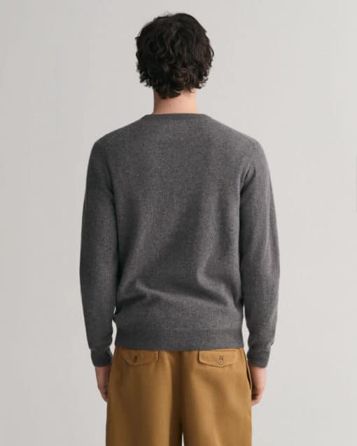 Gant Superfine Lambswool Crew Neck Jumper Charcoal Melange