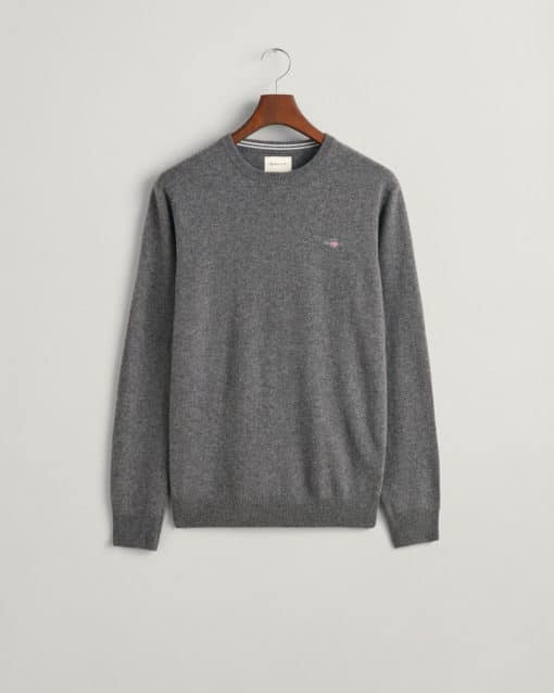 Gant Superfine Lambswool Crew Neck Jumper Charcoal Melange