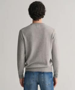 Gant Superfine Lambswool Crew Neck Jumper Grey Melange