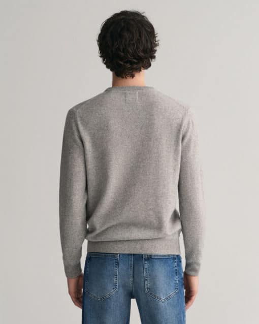 Gant Superfine Lambswool Crew Neck Jumper Grey Melange