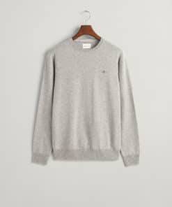 Gant Superfine Lambswool Crew Neck Jumper Grey Melange