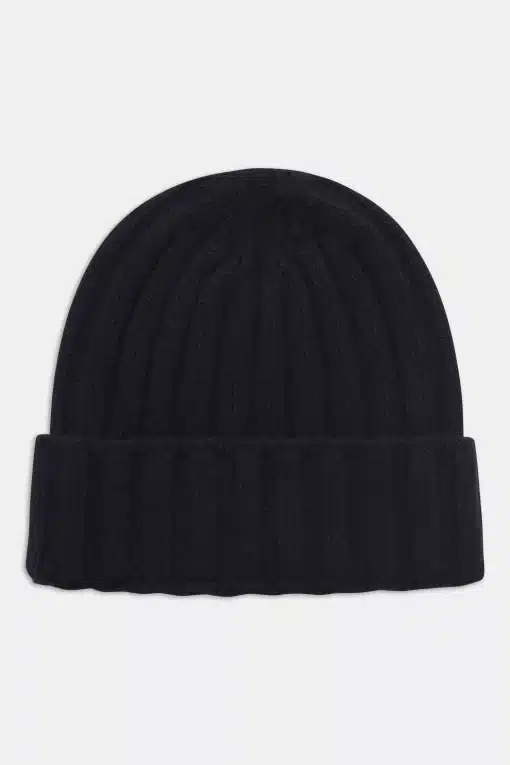 Oscar Jacobson Knitted Cashmere Hat Dark Blue