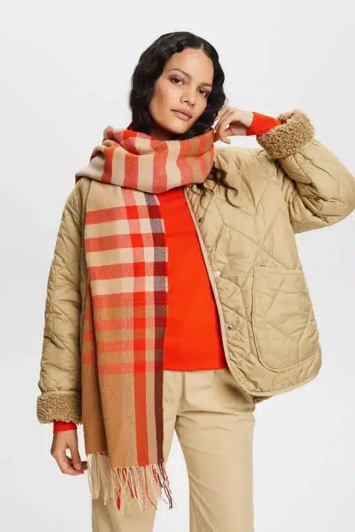 Esprit Check Scarf Caramel