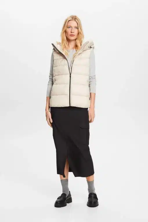 Esprit Quilted Vest Cream Beige