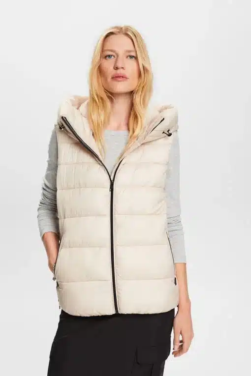 Esprit Quilted Vest Cream Beige