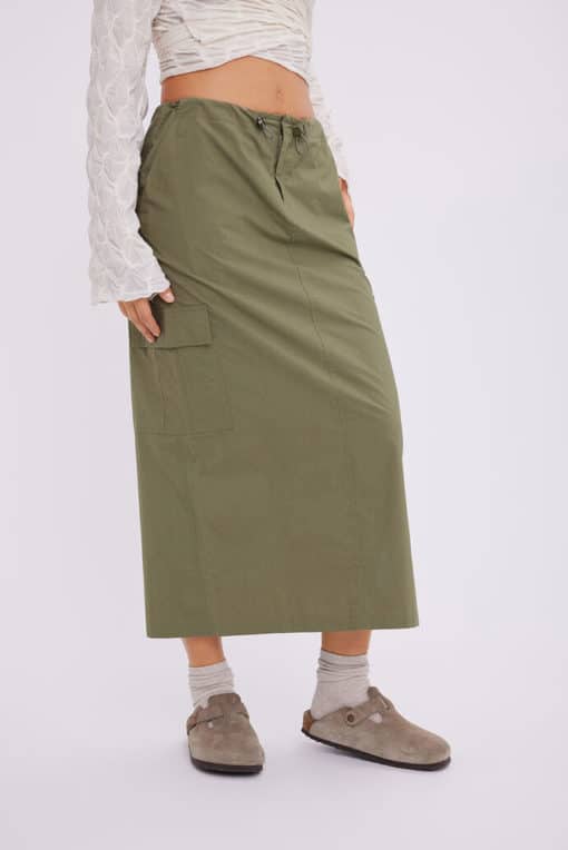 Envii Enrope Midi Skirt Deep Lichen Green