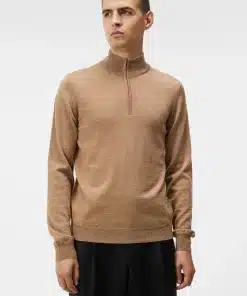 J.Lindeberg Kiyan Quarter Zip Sweater Chipmunk Melange