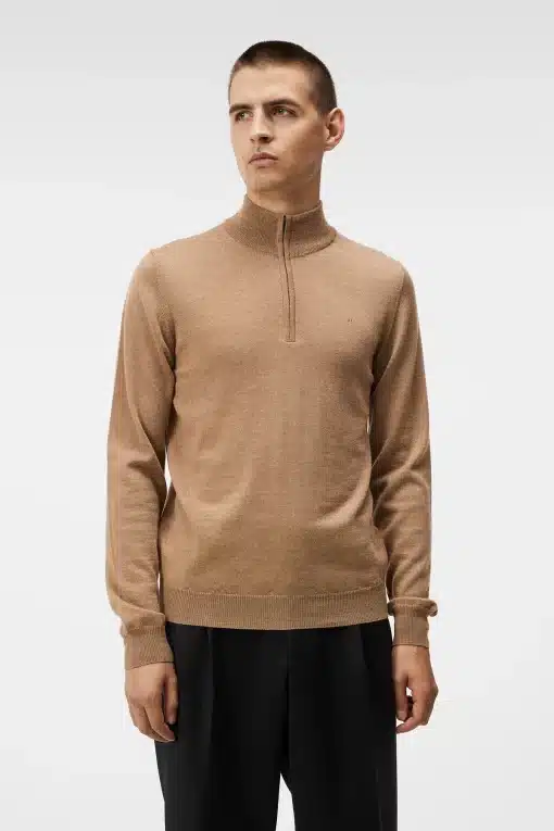 J.Lindeberg Kiyan Quarter Zip Sweater Chipmunk Melange