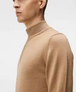 J.Lindeberg Kiyan Quarter Zip Sweater Chipmunk Melange