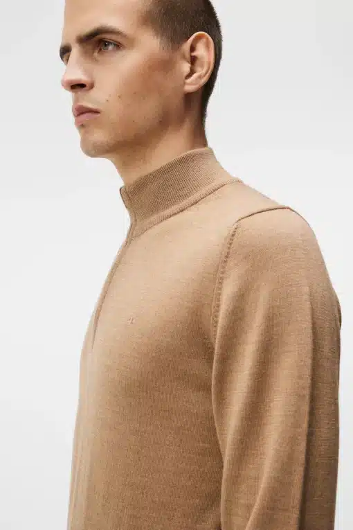 J.Lindeberg Kiyan Quarter Zip Sweater Chipmunk Melange