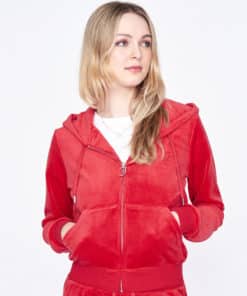 Juicy Couture Classic Velour Robertson Zip Hoodie Astor Red