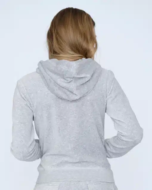 Juicy Couture Classic Velour Robertson Zip Hoodie Silver Marl