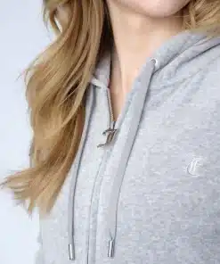 Juicy Couture Classic Velour Robertson Zip Hoodie Silver Marl
