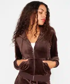 Juicy Couture Classic Velour Robertson Zip Hoodie Java