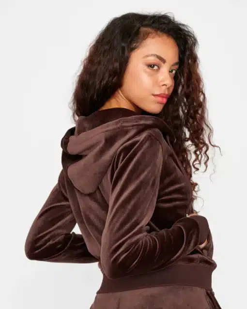 Juicy Couture Classic Velour Robertson Zip Hoodie Java