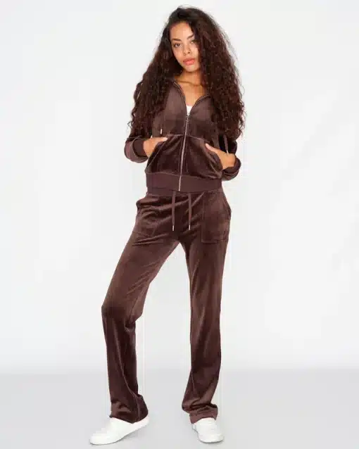Juicy Couture Classic Velour Robertson Zip Hoodie Java