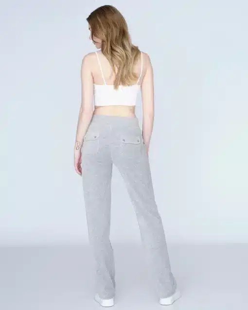 Juicy Couture Classic Velour Del Ray Pant Silver Marl