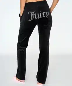 Juicy Couture Classic Velour Diamante Del Ray Pant Black