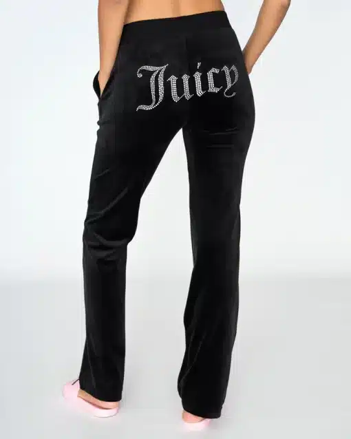 Juicy Couture Classic Velour Diamante Del Ray Pant Black