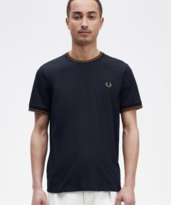 Fred Perry Twin Tipped T-shirt Navy/Dark Caramel