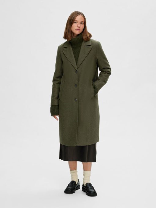 Selected Femme Alma Wool Coat Ivy Green
