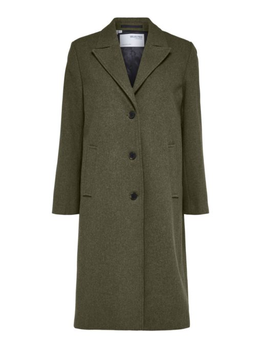 Selected Femme Alma Wool Coat Ivy Green