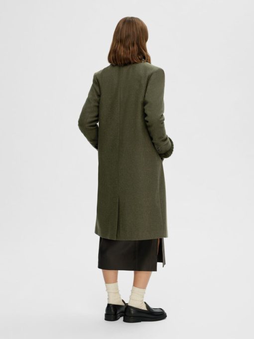 Selected Femme Alma Wool Coat Ivy Green