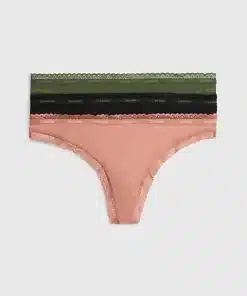 Calvin Klein Thong 3-Pack Thyme/Ash Rose/ Black