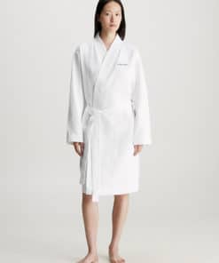 Calvin Klein Waffle Cotton Bathrobe White