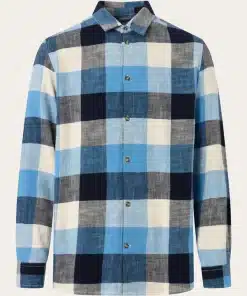 Knowledge Cotton Apparel Regular Fit Check Shirt Blue Check