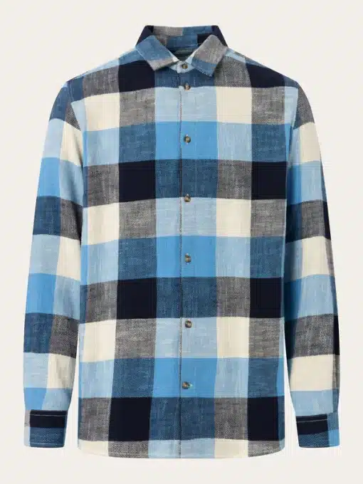 Knowledge Cotton Apparel Regular Fit Check Shirt Blue Check