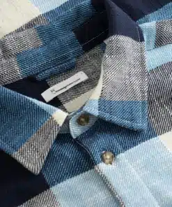 Knowledge Cotton Apparel Regular Fit Check Shirt Blue Check