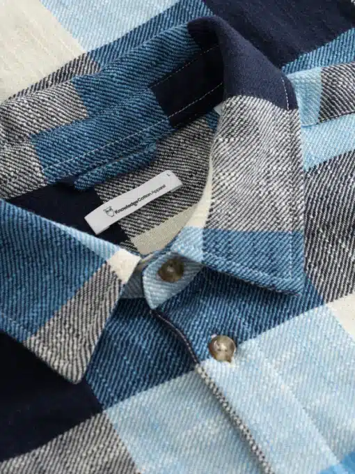 Knowledge Cotton Apparel Regular Fit Check Shirt Blue Check