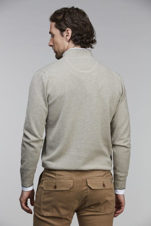 Hansen & Jacob Half Zip Diamond Knit Sand