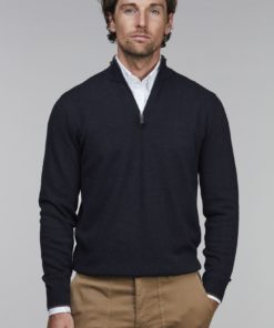 Hansen & Jacob Half Zip Diamond Knit Navy