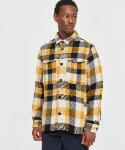 Knowledge Cotton Apparel Checked Overshirt Yellow Check